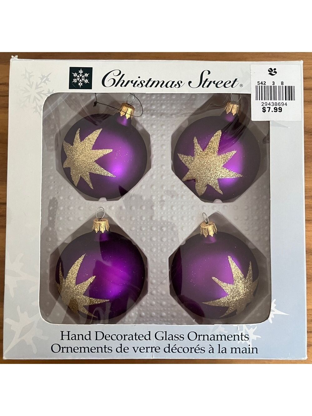 CHRISTMAS STREET Hudson’s Bay Company Hand Decorated Glass Ornament Set of 4